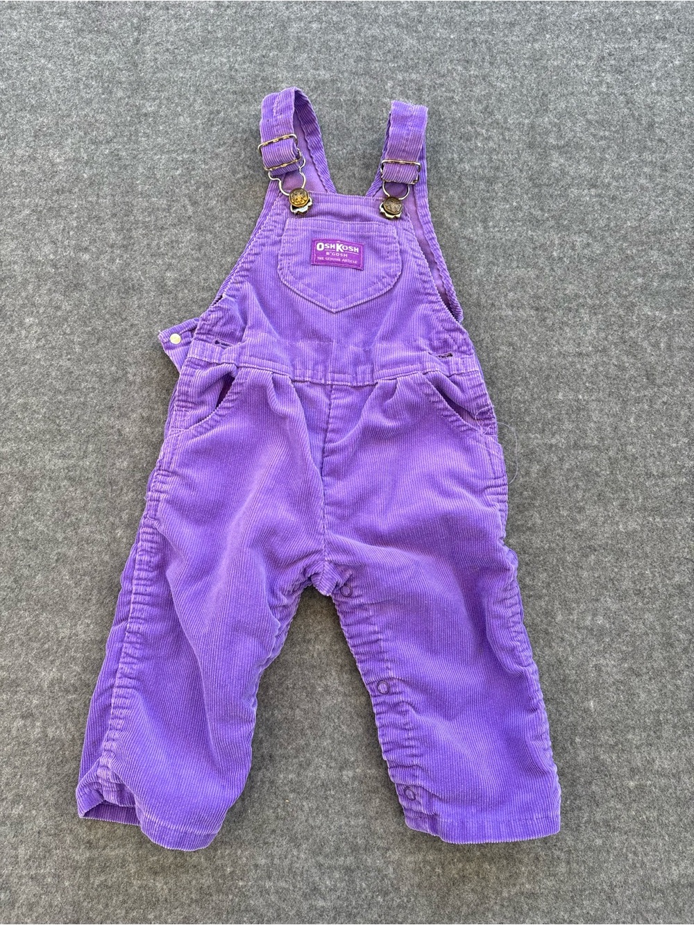 Vintage USA Oshkosh Genuine Article Purple Ribbed Corduroy Overall 12m